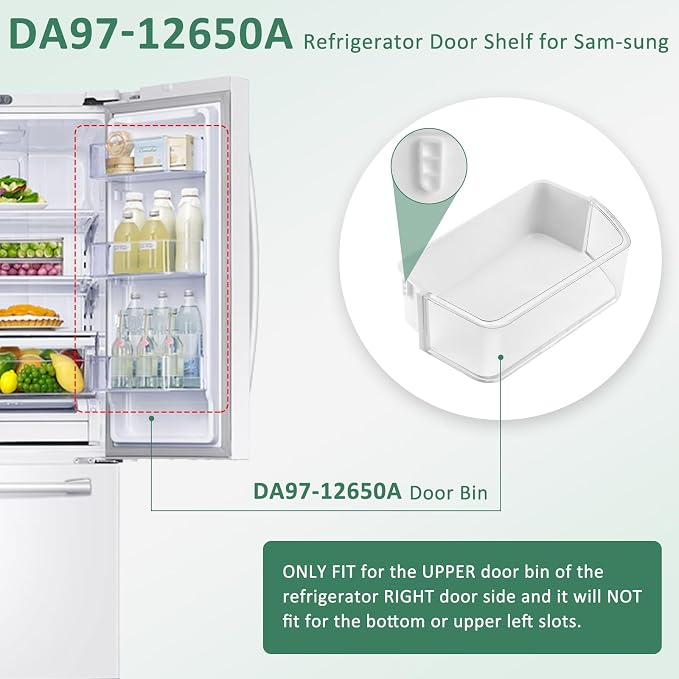 DA97-12650A Sam-sung Refrigerator Door Shelf Bin (Right Side) | Sam-sung Fridge Door Shelves Compatible for Sam-sung Refrigerator RF263beaesr RF260beaesr RF261beaesr Rf260beaeww