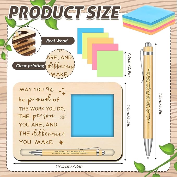 Kosiz 10 Set Back to School Teacher Gifts Bulk May You Be Proud Wooden Sticky Note Holder Set Employee Coworkers Appreciation Thank You Gifts for Teacher Team Staff Office Supplies