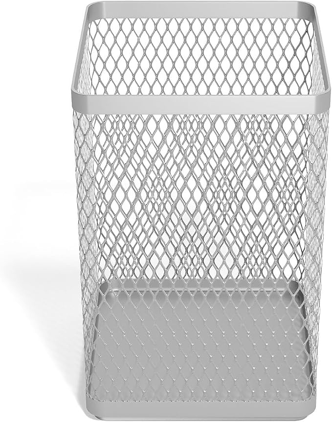 TRU RED Stackable Wire Mesh Jumbo Pencil Holder, Silver, 3‑Pack – Large Desktop Organizer for Pens, Markers & Office Supplies