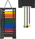 JUXYES Wall Hanging Martial Arts Belts Organizer, Portable Karate Belt Display Holder with Medals Hanging Stick, Lightweight Hanging Taekwondo Belt Display Holder for Martial Arts Learner
