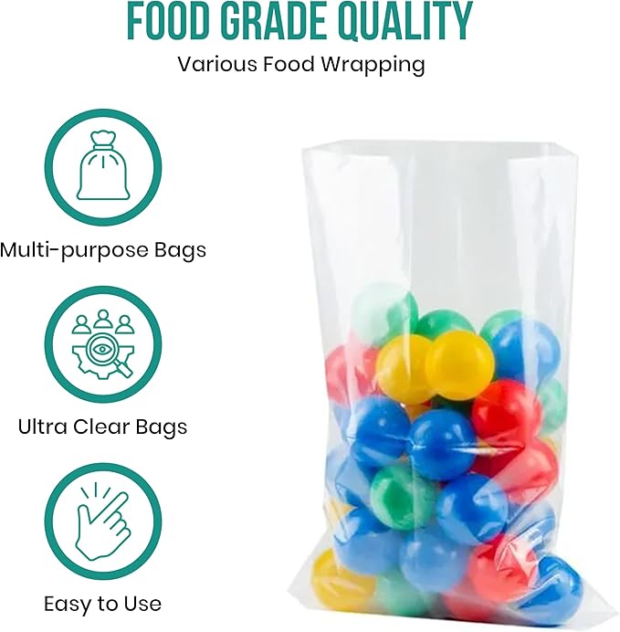 Levex - 2" x 3" (1000 Count) Open End Flat Top - 3-Mil Heavy Duty Clear Poly Bags for Packaging, Shipping, Storage & Food (Bags Do Not Have a Seal or Prints)