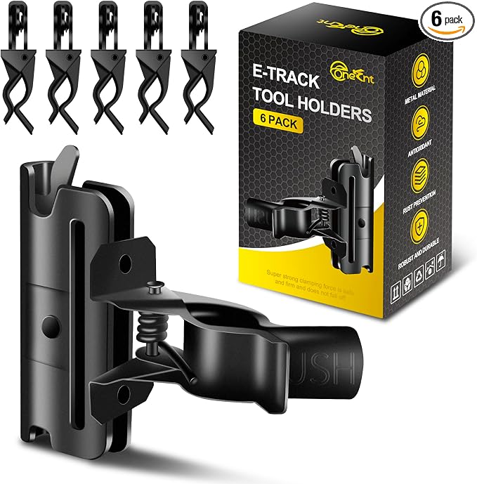 6 Pack E-Track Tool Holders |E Track Accessories for Enclosed Trailer to Keep Rakes,Shovels, Broom|e Track Tool Holder Hanger for Trailer Accessories| Tool Stabilizer for Etrack Accessories