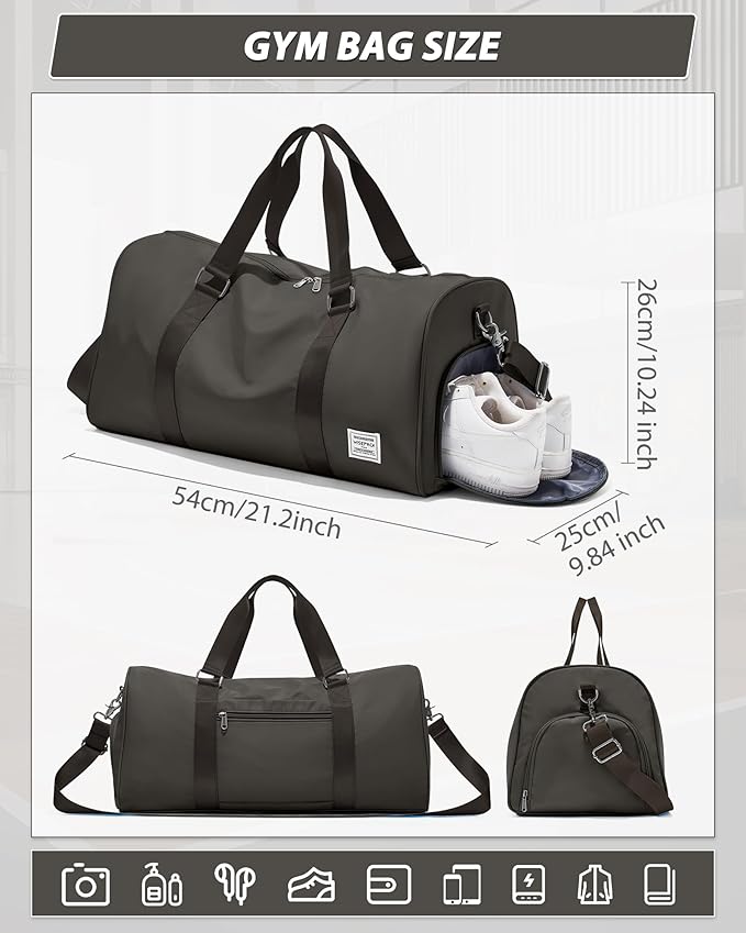 Travel Duffle Bag,Weekender Overnight Bags for Women with Shoes Compartment,Tote Gym Bag Personal Item Carry On Bag for Travel Business Trips Sport Hospital Dance Coffee Brown