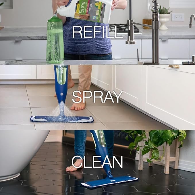 Bona Multi-Surface Floor Cleaner Refill - 128 fl oz - Lemon Mint | Residue-Free Floor Cleaning Solution Refill for Spray Mop and Spray Bottles - Use on Stone, Tile, Laminate, and Vinyl Floors