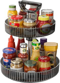 2-Tier Rotating Organizer with Handle – Adjustable Shelf, 360° Lazy Susan Turntable for Kitchen Countertop, Bathroom, Pantry – Multi-Functional Storage for Spices, Cosmetics, Snacks, Fruits