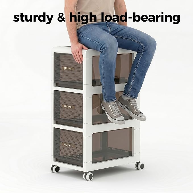 Bathroom Storage with Drawers, 11.8" Wide Wide Slim Storage Cabinet with Wheels for Small Spaces, Narraw Cart for Kitchen Office Bedroom Dinning Room Under Desk, 29.7" Tall