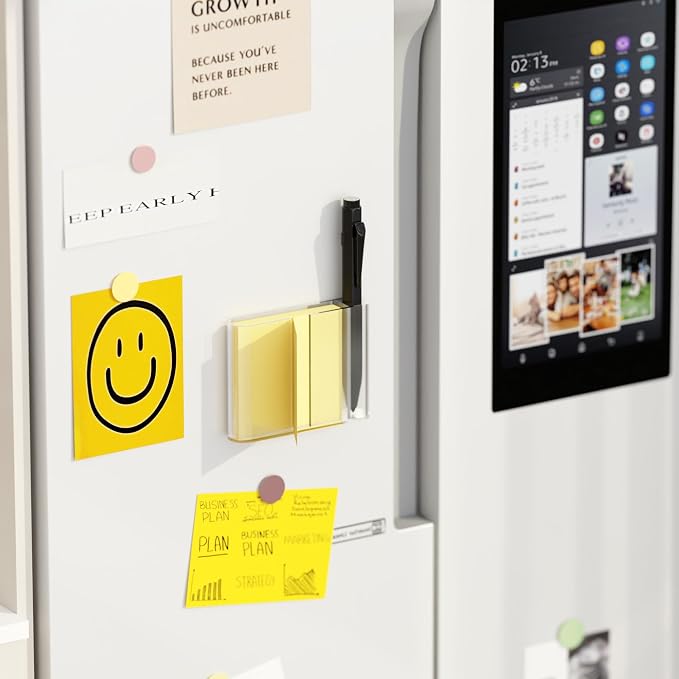 2 Pack Acrylic Sticky Note Dispenser, Magnetic Sticky Note Holder for Post It Notes, 3 x 3 Inch Sticky Note Pen Organizer for Office Home Classroom