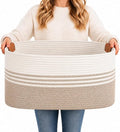 Extra Large Laundry Basket Hamper, 72L Cotton Rope Storage Bin for Blankets, Toys, Clothes, Decorative Nursery Hamper for Living Room, Baby Nursery, Bathroom, Bedroom, Kids Storage, Light Brown