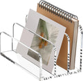 SANRUI Acrylic Mail File Organizer Sorters for Desk, 3 Upright Compartments Laddered Clear Desktop Vertical Letter Holder, Multifunction Envelope Folder Racks Holders for Office,Home, School