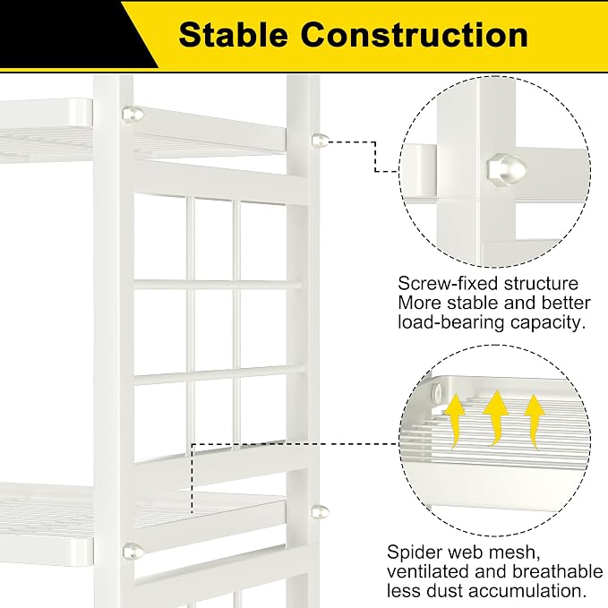 GIOTORENT 6-Wire Garage Shelving Storage Shelves, Metal Shelving Unit Pantry Rack, Kitchen Storage Adjustable Shelf 900Lbs Capacity for Laundry Kitchen Bathroom Organizer(White)