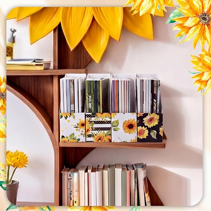 AmazingSpark Sunflower Magazine File Holder Decorative Set of 4