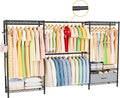 Golpart Heavy Duty Clothing Rack with Adjustable Shelves Clothes Wardrobe | Coat Rack Metal Closet Organizer and Storage Garment Rack for Hanging Clothes Wire Portable Cloth System Free Standing Black