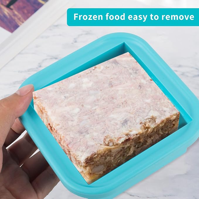 2 Cup Silicone Freezer Tray with Lid, 2 Pack Large Portion Food Freezing Containers for Soup, Broth, Chili, Sauce & Meal Prep, Steel Reinforced Rim, Easy Release, BPA Free, Dishwasher Safe