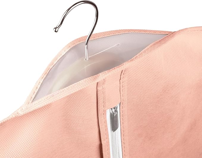 KEEGH Garment Bags for Hanging Clothes 60" (Set of 6) Dress Garment Bags for Storage Suit Bags for Closet with Zipper and Eye-Hole for Folding for Suit Coats Dresses, Pink