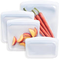Stasher Silicone Reusable Food Storage Bags, 4-Pack, Reusable Freezer Bags, Microwave, Dishwasher, Oven Safe, Sous Vide, Premium Lunch Containers, Eco Friendly, Snack Bags, Food-safe Silicone, Clear