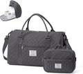 Gym Duffle Bag for Women with Shoe Compartment Waterproof Travel Tote Bags Personal Item Carry On Weekender Overnight Bags with Toiletry Bag Swimming Yoga Bags Hospital Holdalls Black Grey
