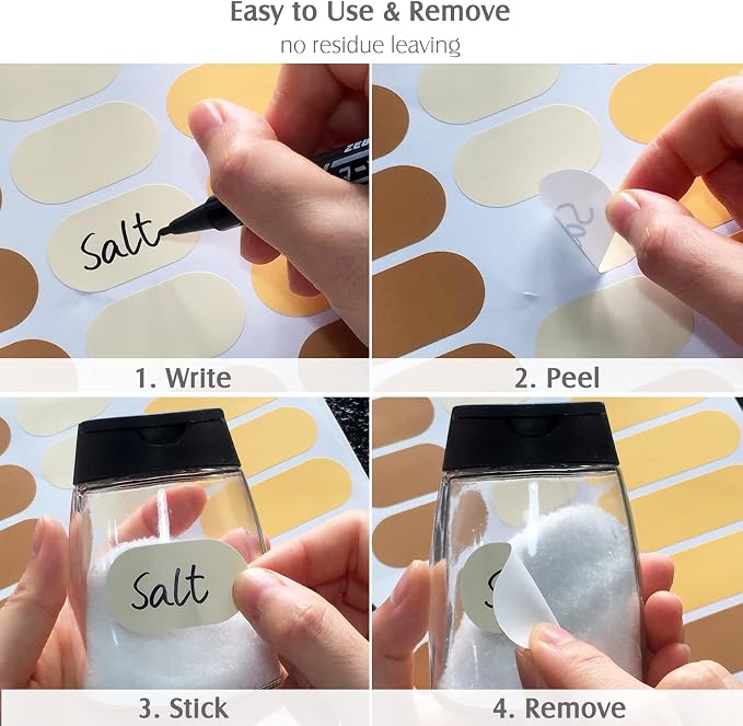 Spice Labels with 2 Markers, Waterproof Colored Chalkboard Label Stickers for Condiment Bottles Mason Jars Food Containers Cannings Storage Bins Removable Write-on Kitchen Labels 192pcs