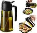 16oz/470ml Glass Olive Oil Sprayer for Cooking, 2 in 1 Oil Dispenser for Kitchen Spray and Pour, Premium Light-Blocking Oil Bottle, Food-Grade Spray Bottle, for Salad, Air Fryer, BBQ