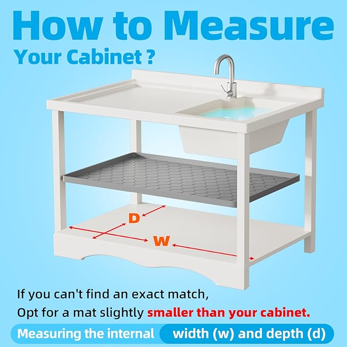 Winisok Silicone Under Sink Mat 34" x 19", kitchen Essentials and Gadgets, Shelf liner and Cabinet Protector, Home Organizers and Storage, Waterproof Bathroom Tray