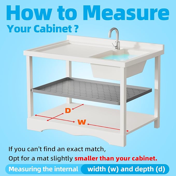 Winisok Silicone Under Sink Mat 22" x 19", Kitchen Essentials and Gadgets, Shelf Liner and Cabinet Protector, Home Organizers and Storage, Waterproof Bathroom Tray