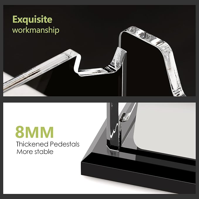 SANRUI Acrylic Business Card Holder, Black Business Cards Display Stand for Desk, Clear Horizontal 2 Slot Desktop Organizer , 120 Card Capacity