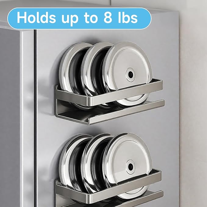4 Pack Metal Magnetic Shelf, Small Kitchen Organization | Include Magnetic Spice Rack for Refrigerator,Magnetic Paper Towel Holder,Magnetic Hooks,Space-saving Storage rack