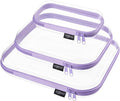 YQBRAO Clear Hard Shell Organizer Case Set, 3-Pack, Purple | Large, medium & small rigid PET organizers for crafts, travel, beauty and everyday storage