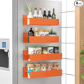 HuggieGems 4 Pack Magnetic Spice Storage Rack Organizer for Refrigerator and Oven, Orange Fridge Organizers and Storage
