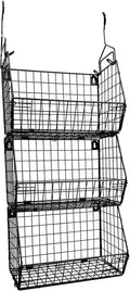 3 Tier Hanging Foldable Wire Baskets Closet Organizer Clothes Shelves Countertop Caddy Bin Wall Mount Shelf Storage Basket for Clothing Handbags Snacks Drinks Fruits