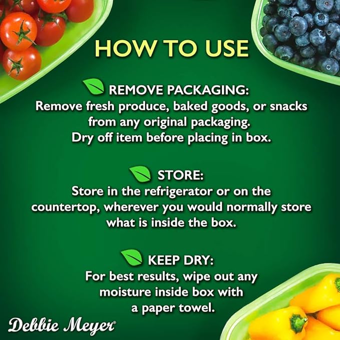 Debbie Meyer UltraLite GreenBox, Reusable Food Storage Containers with Lids | 32 Piece Set, BPA-Free Airtight Storage, FoodFresh Technology, Keeps Produce and Baked Goods Fresh Longer, Made in the USA