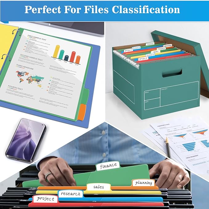 V-Opitos 5-tab Index Dividers with 3 Holes Punched, Set of 3 Plastic Dividers with Clear Front Pocket, Multicolor Dividers for 3 Ring Binders, 15 Pcs Dividers for School & Office Supplies