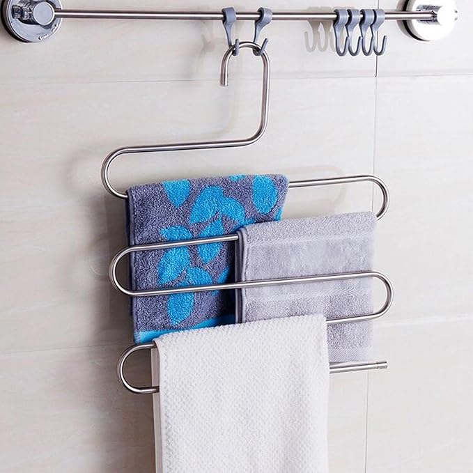 devesanter Pants Hangers Non-Slip S-Shape Trousers Hangers Stainless Steel & Rubber Clothes Hangers Closet Storage Organizer for Pants Jeans Scarf (6 Pack with 10 Clips)