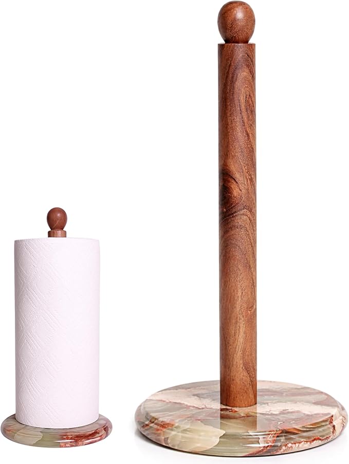 Paper Towel Holder, Marble Base Paper Towel Holder countertop, Kitchen Towel Holder, Bathroom Paper Towel Holder (Onyx)