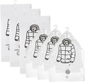 6PCS Vacuum Bags for Clothes, Thick Transparent Hanging Vacuum Storage Bags with Hangers for Suits, Dress, Jackets