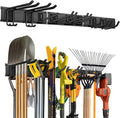 Garage Tool Organizer Wall Mount, 48in Tool Rack, 420LBS Capacity | Solid Steel, 3 Panels, 8 Movable Hooks in 4 Types, Rustproof Waterproof, Soft Anti-Scratch Hooks, Garden & Lawn Tool Storage
