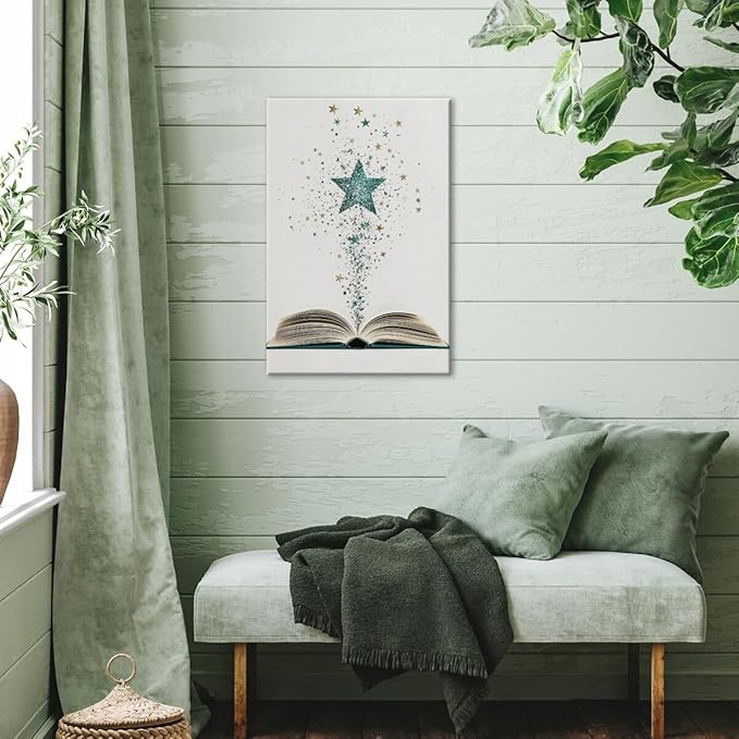 Magical Book Bookish Star Art Aesthetic Poster Canvas Wall Art Decoration Living Room Home Decor Bedroom Decoration Poster Framed24x36inch