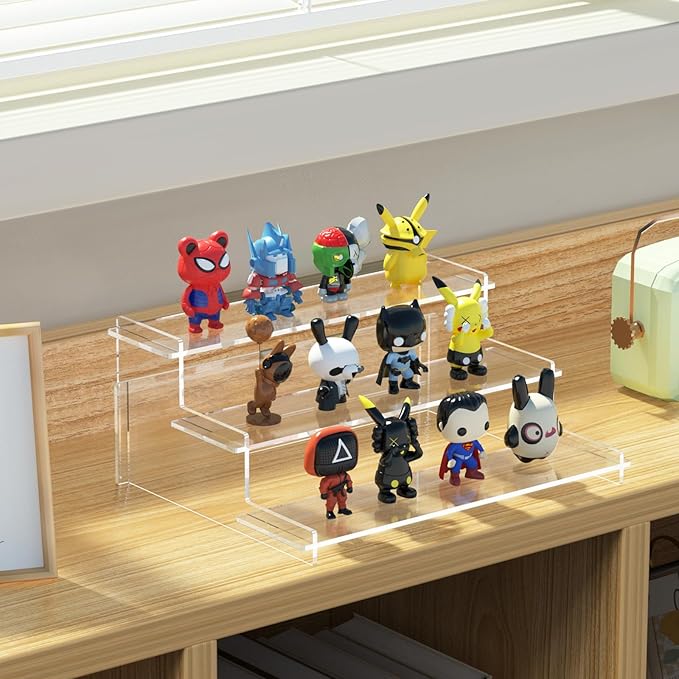 Acrylic Risers Display Stand, 3 Tier Cupcake Holder, Perfume Organizer | Clear Display Shelf for Figures and Collection, Dessert Shelves for Party, Display Risers for Decoration and Organizer