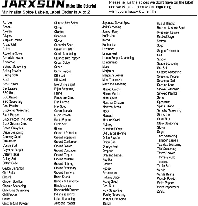 162 Spice Labels Stickers, Preprinted White Spice Jar Labels for Herbs Seasonings, Spice Rack Pantry Organization, Minimalist Black Text (Black)