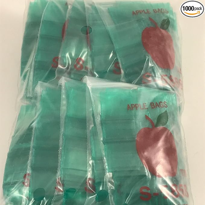 5858-S Original Mini Ziplock 2.5mil Plastic Bags 5/8" x 5/8" Reclosable Baggies (Green, Pack of 1000)