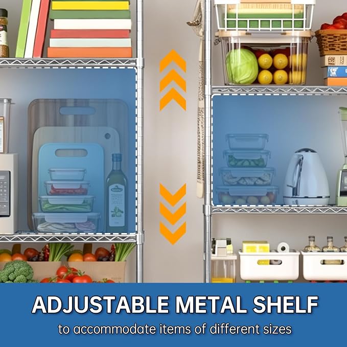 Chrome Storage Shelves with Wheels 55.5" W Garage Shelving Heavy Duty 4 Tier Adjustable Wire Shelving Unit Metal Shelving for Garage Pantry Commercial Basement,55.5" Wx24 Dx76 H 3Pack