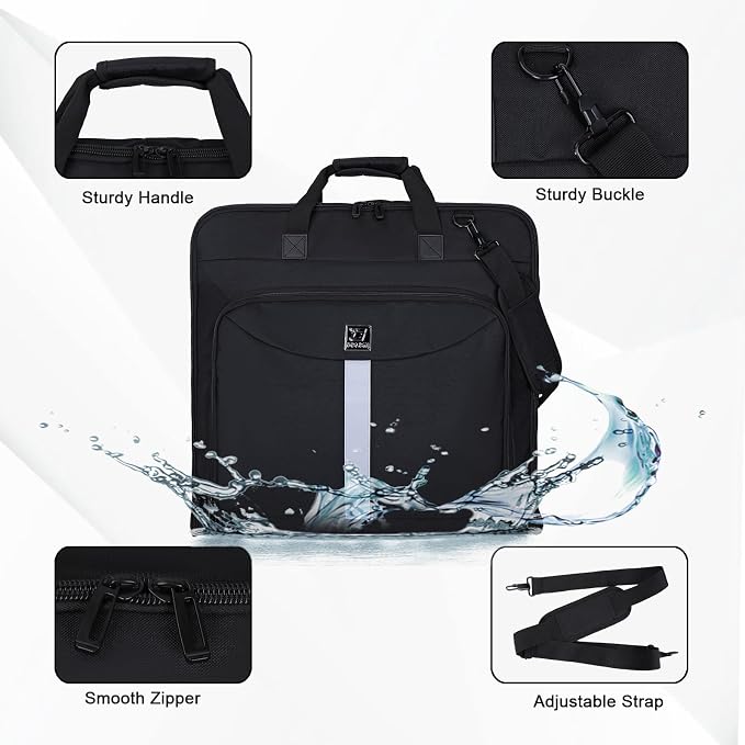 Goloni Garment Bag For Men Women Travel & Business,Hanging Clothes & Multiple Compartment,Waterproof Foldable Suit Bag Black