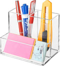 Pen Holder for Desk, Clear Acrylic Pencil Holder for Desk, Marker Holder with 3 Compartments, Pencil Organizer for Home, Office, Classroom, Bathroom | for Desk
