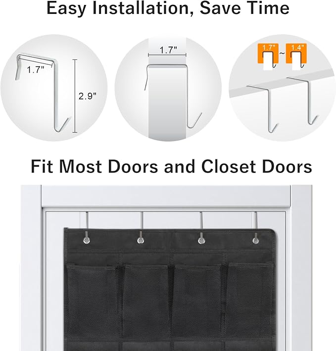 F-color Over the Door Organizer for Cruise - 16-Pocket Hanging Organizer | Tool-Free Mount with 4 Metal Hooks, See-Through Mesh Pockets, Lightweight & Foldable, Space-Saving for Travel and Daily Use