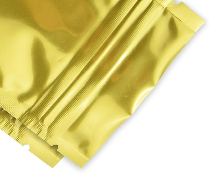 100PCS Customized Mylar Zipper Bags,Clear Front Resealable Packaging Pouches For Food Storage,Single Color Printing for Logo/Text/QR Code (Gold, 6.5 * 9CM/2.6"*3.5"-100PCS-One Color Print)
