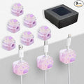 9Pack Magnetic Cable Clips for Nightstand, Adhesive Night-Glowing Cord Holder Organizer for Office Home Desk Wall Car (Purple,Cat)