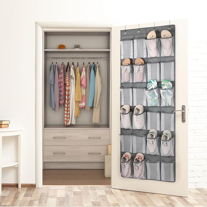 F-color Over the Door Organizer for Cruise - 24-Pocket Hanging Organizer | Tool-Free Mount with 4 Metal Hooks, See-Through Mesh Pockets, Lightweight & Foldable, Space-Saving for Travel and Daily Use