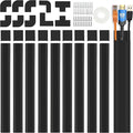 157" Cord Cover Raceway Kit, Large Cable Cover for Wall, Black | 157" wall cable cover kit hides TV and power cords with paintable raceways and customizable connectors