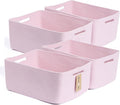 MiniArk Large Storage Baskets for Organizing, 17 x 13 x 7.5” Closet Shelf Baskets for Clothes Blanket Towels, Baby Nursery, Toy Bins Box, Woven Rope Baskets, 4 Packs Light Pink