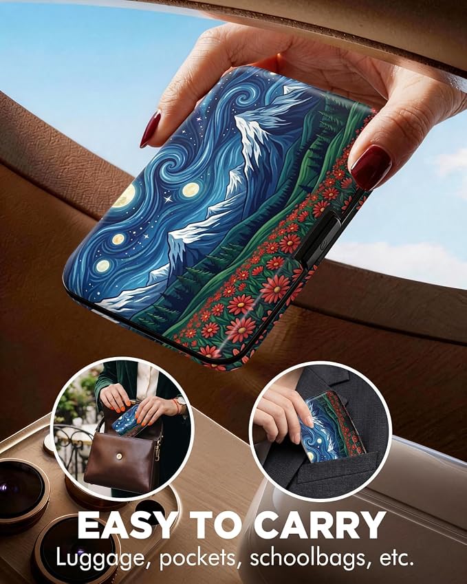 Maicican RFID Blocking Aluminum Credit Card Holder | Slim Metal Wallet for Women & Men, Business Card Case for Travel, Fits Front Pocket, Card holder wallet - Starry Sky Flower
