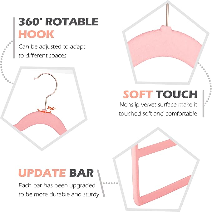 Velvet Pants Clothes Hanger Space Saving Non Slip Pants Shorts Hanger, Myfolrena Jeans Slack Trousers Hangers Multiple Velvet Hanger Closet Storage and Organization for Jeans,Scarf,Tie(Pink, 3)